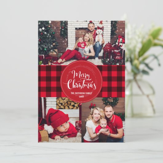 Weihnachtskartenvorlage mit Foto Einladung (Stehend Vorderseite)