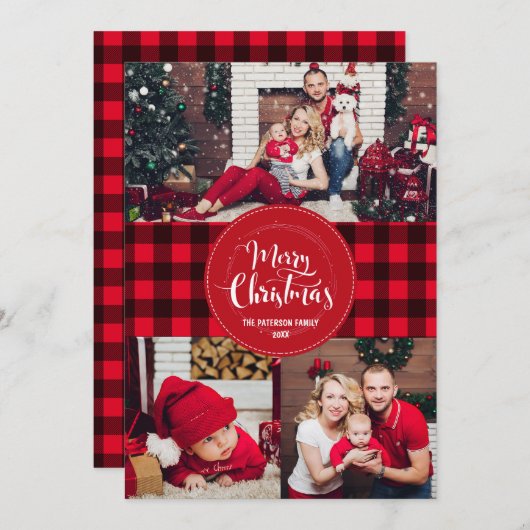 Weihnachtskartenvorlage mit Foto Einladung (Vorne/Hinten)