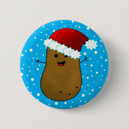 WeihnachtsKartoffel in einer Weihnachtsmannmütze Button