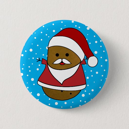 WeihnachtsKartoffel in Weihnachtsmannmütze und Anz Button (Vorderseite)
