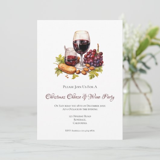 Weihnachtskäse & Party Wasserfarbe Einladung (Stehend Vorderseite)