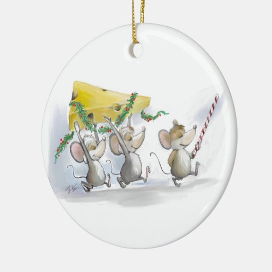 Weihnachtskäsemaschine Keramikornament (Links)