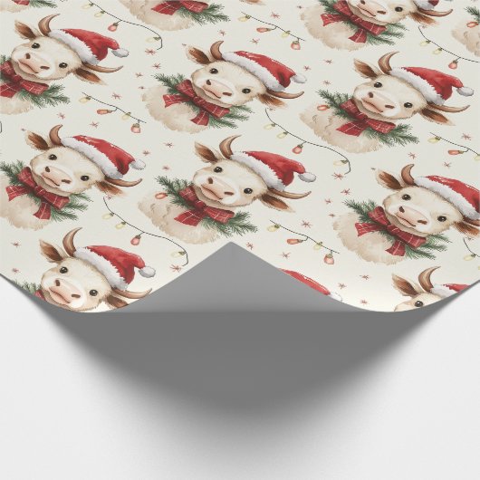 Weihnachtskasten mit Weihnachtsmannmütze Geschenkpapier (Ecke)