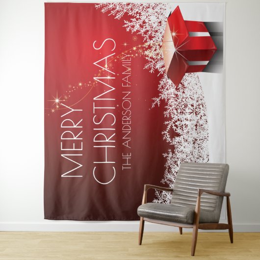 Weihnachtskasten Überraschung Schneeflocken rot we Wandteppich (Beispiel)