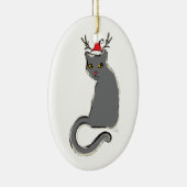 Weihnachtskat mit roter Nose Keramikornament (Rechts)