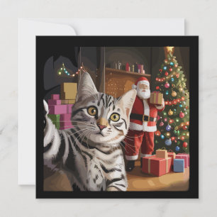 Weihnachtskat Selfie mit dem Weihnachtsmann Niedli Feiertagskarte