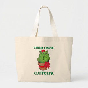 Weihnachtskatcus Holiday Cactus Cartoon Design Jumbo Stoffbeutel