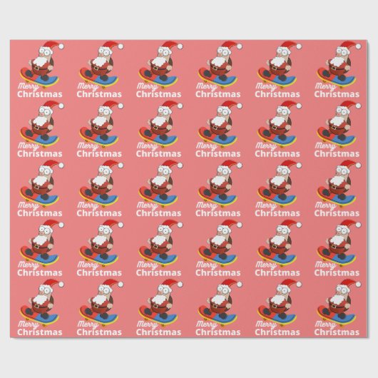 Weihnachtskateboard Santa Geschenkpapier (Flach)