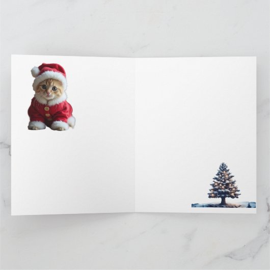 Weihnachtskater und Dorfszene Karte (Innenseite)