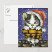 Weihnachtskater und -maus feiertagspostkarte (Vorne/Hinten)