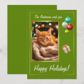 Weihnachtskätzchen 2, Happy Holidays, niedliches K Einladung (Vorne/Hinten)