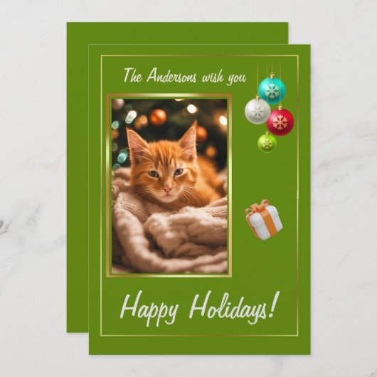 Weihnachtskätzchen 2, Happy Holidays, niedliches K Einladung (Vorne/Hinten)