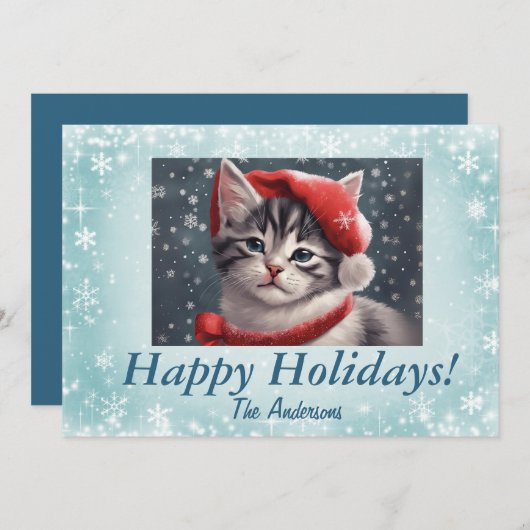 Weihnachtskätzchen 8, Happy Holidays, Weihnachtska Einladung (Vorne/Hinten)