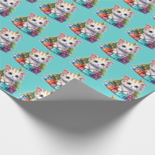 Weihnachtskätzchen Geschenkpapier (Ecke)