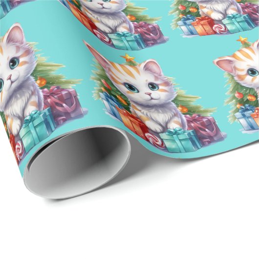 Weihnachtskätzchen Geschenkpapier (Rolleneckpunkt)