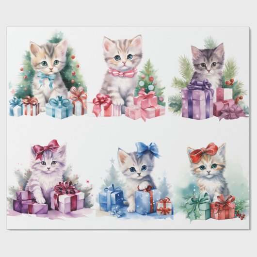 Weihnachtskätzchen Geschenkpapier (Flach)