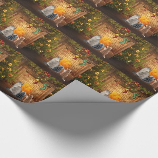 WeihnachtsKätzchen Geschenkpapier (Ecke)