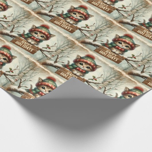 Weihnachtskätzchen Geschenkpapier (Ecke)