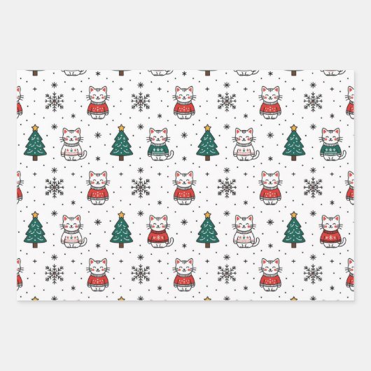 Weihnachtskätzchen Geschenkpapier Set (Vorderseite 2)