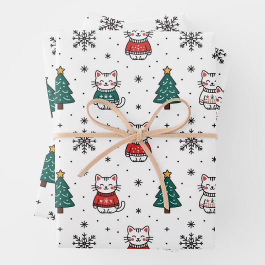 Weihnachtskätzchen Geschenkpapier Set (Beispiel)