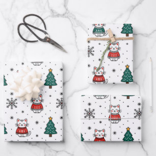 Weihnachtskätzchen Geschenkpapier Set