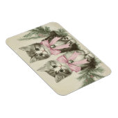 Weihnachtskätzchen im Vintage mit rosa Bogen flexi Magnet (Rechte Seite)