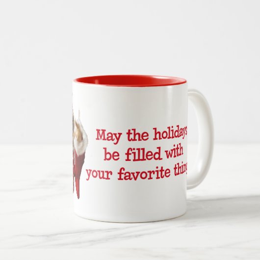 Weihnachtskätzchen in den Strümpfen Zweifarbige Tasse (VorderseiteRechts)