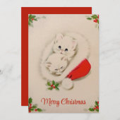 Weihnachtskätzchen in der Weihnachtsmannmütze Feiertagskarte (Vorne/Hinten)