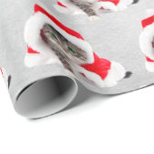 Weihnachtskätzchen in Hut auf Grau Geschenkpapier (Rolleneckpunkt)