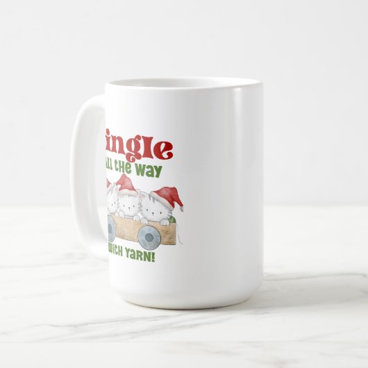 Weihnachtskätzchen Jingle mit Garn Kaffeetasse (Vorderseite Links)