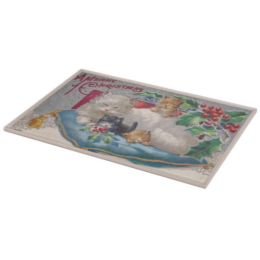 Weihnachtskätzchen Kätzchen Ein frohes Weihnachtsf Schneidebrett (Ecke)