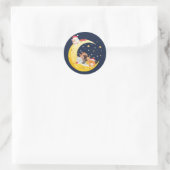 Weihnachtskätzchen Katzen Mond Space Winterställe Runder Aufkleber (Tasche)