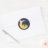 Weihnachtskätzchen Katzen Mond Space Winterställe Runder Aufkleber (Umschlag)