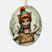 Weihnachtskätzchen Keramik Ornament (Rechts)
