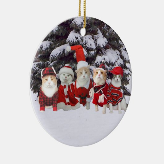 WeihnachtsKätzchen Keramik Ornament (Rechts)