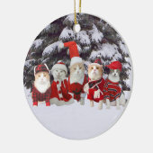 WeihnachtsKätzchen Keramik Ornament (Links)