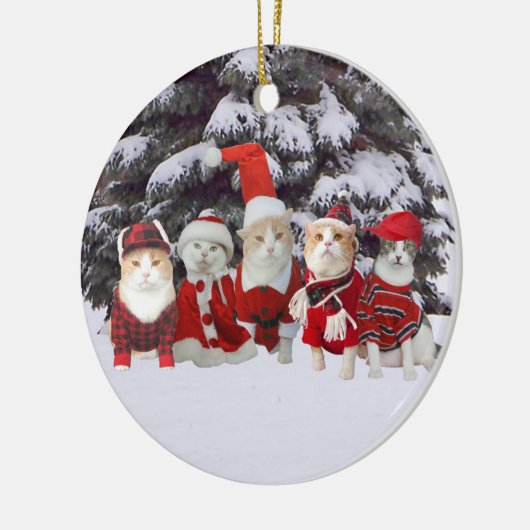 WeihnachtsKätzchen Keramik Ornament (Links)