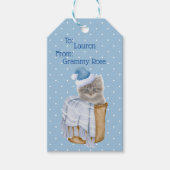 Weihnachtskätzchen mit Blue Weihnachtsmannmütze - Geschenkanhänger (Vorderseite)