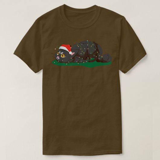 Weihnachtskätzchen mit bunten Lichtern Ugly Christ T-Shirt (Design vorne)