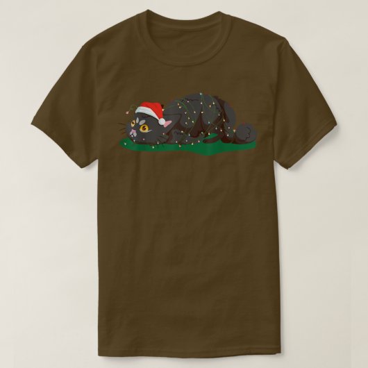 Weihnachtskätzchen mit bunten Lichtern Ugly Christ T-Shirt (Design vorne)