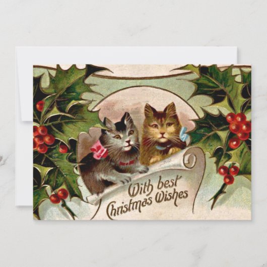 Weihnachtskätzchen "mit den besten Weihnachtswünsc Feiertagskarte (Vorderseite)