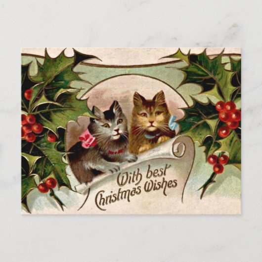 Weihnachtskätzchen "mit den besten Weihnachtswünsc Postkarte (Vorderseite)