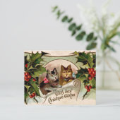 Weihnachtskätzchen "mit den besten Weihnachtswünsc Postkarte (Stehend Vorderseite)