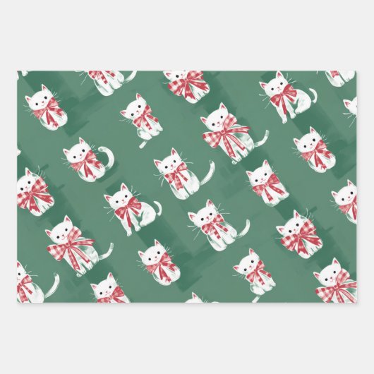 Weihnachtskätzchen mit Geschenkbogen Geschenkpapier Set (Vorderseite 3)