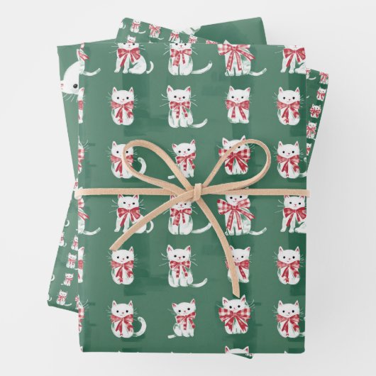 Weihnachtskätzchen mit Geschenkbogen Geschenkpapier Set (Beispiel)