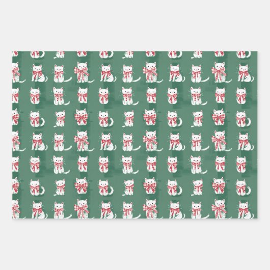 Weihnachtskätzchen mit Geschenkbogen Geschenkpapier Set (Vorderseite)