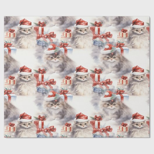 Weihnachtskätzchen mit Geschenkpackungen Geschenkpapier (Flach)