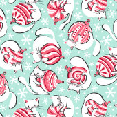 Weihnachtskätzchen mit Peppermint Candy Baubles Geschenkpapier