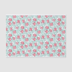 Weihnachtskätzchen mit Peppermint Candy Baubles Seidenpapier