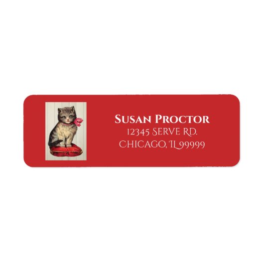 Weihnachtskätzchen mit Red Bow Rücksendeadresse (Vorne)